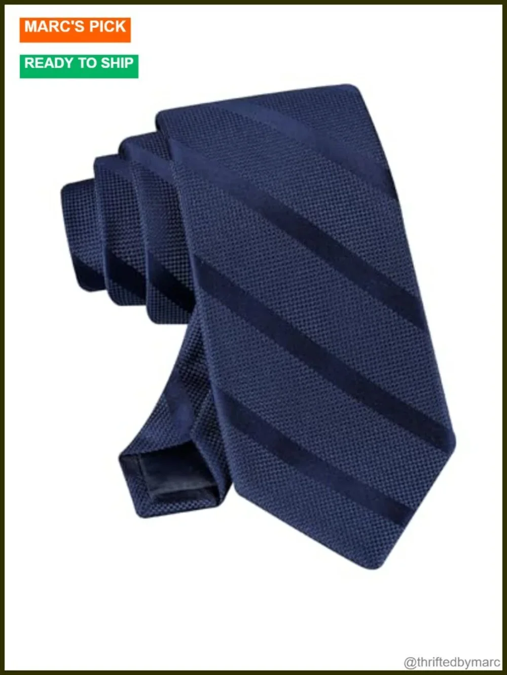 Classic Textured Tonal Stripe Tie - Polyester/Silk, Self Tie, 57
